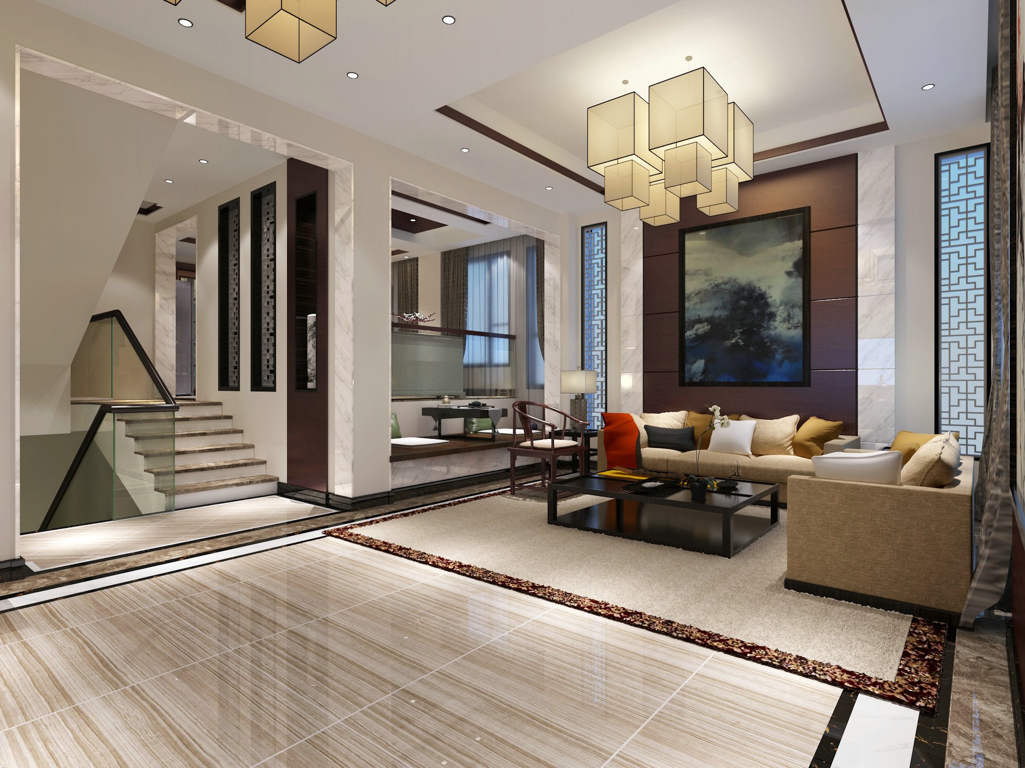 中式風(fēng)格五居室裝修效果圖317平米90萬中式風(fēng)格五居室裝修案例大全-蘇州裝修設(shè)計(jì)